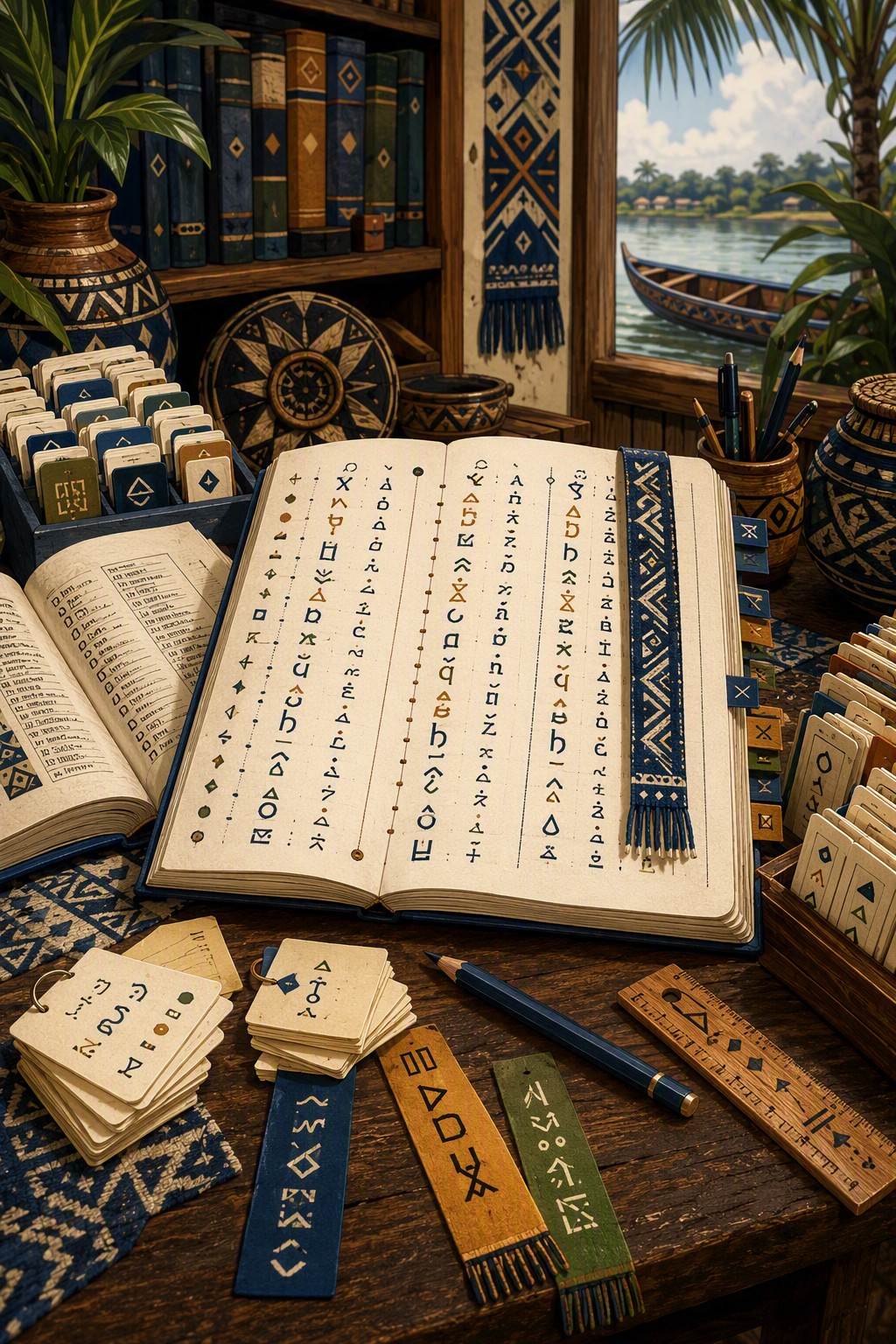 Liste de vocabulaire bilingue manuscrite dans un cahier